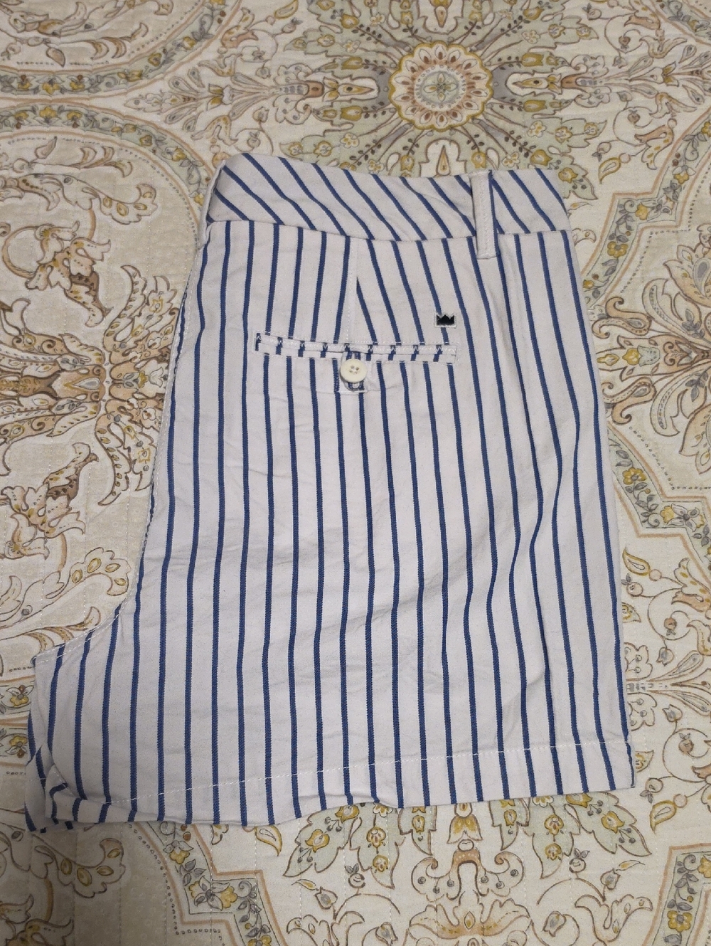 Crown & Ivy White with Blue Pinstripe Bermudas